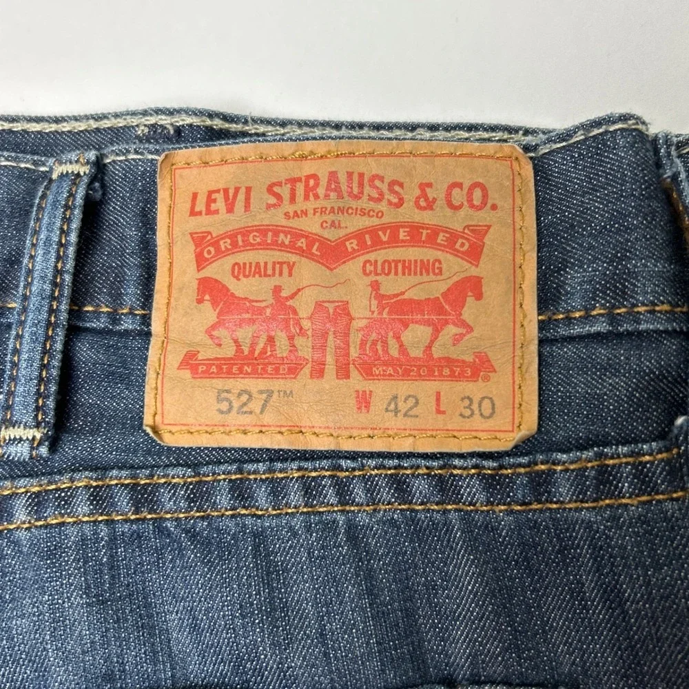 Levis Mens 527 Slim Bootcut Jeans Size 42x30 Dark Wash Blue Cotton Denim Classic